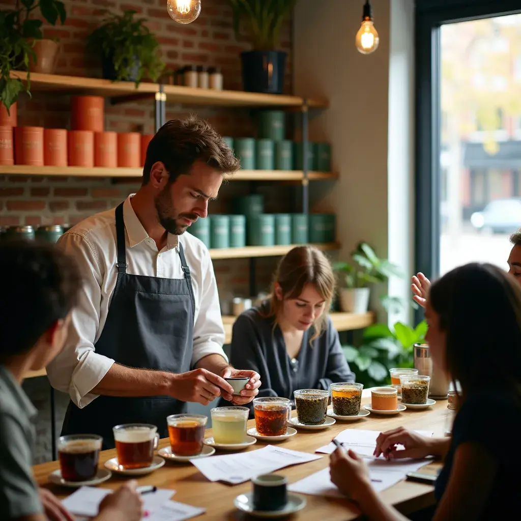 Scène de détente avec un verre de thé, promouvant une vie saine et équilibrée.